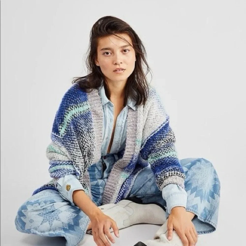 Free People Daydreamer Cardigan Sparkling Seas Size XS Extra Small - Picture 3 of 12